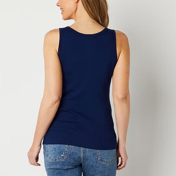 St. John's Bay Womens Scoop Neck Sleeveless Tank Top, Navy Sz XXL 925521 - Picture 3 of 3